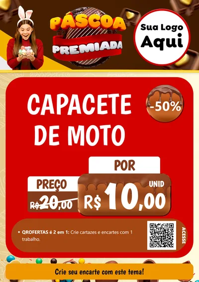 Modelo de Cartaz para Cartaz A4 Vertical com o tema Páscoa Premiada para Moto peças
