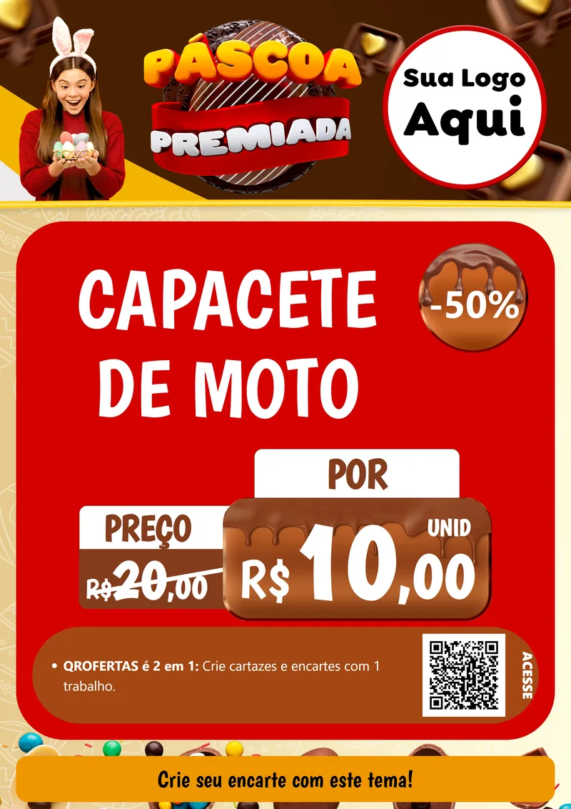 Modelo de Cartaz para Cartaz A4 Vertical com o tema Páscoa Premiada para Moto peças