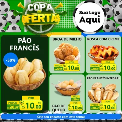 Modelo de Rede Social para Feed Facebook com o tema Copa De Ofertas para Padaria