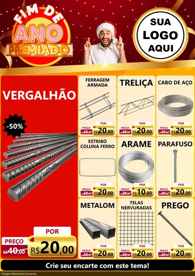 Modelo de Encarte para Encarte A4 Vertical com o tema Fim de Ano Premiado para Ferragens