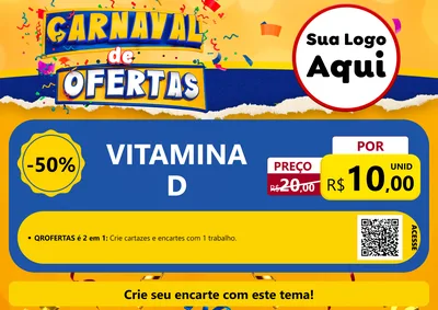 Modelo de Cartaz para Cartaz A4 Horizontal com o tema Carnaval de Ofertas para Farmácia