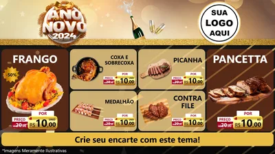 Modelo de TV para TV Horizontal com o tema Feliz Ano Novo 2027 para Assados