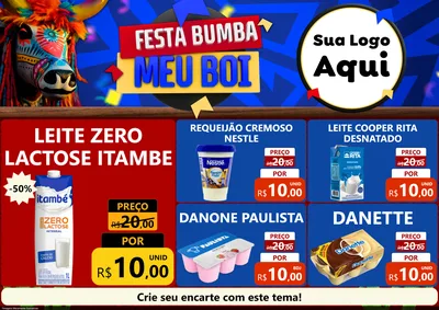 Modelo de Encarte para Encarte A4 Horizontal com o tema Festa Bumba meu Boi para Frios e Laticínios