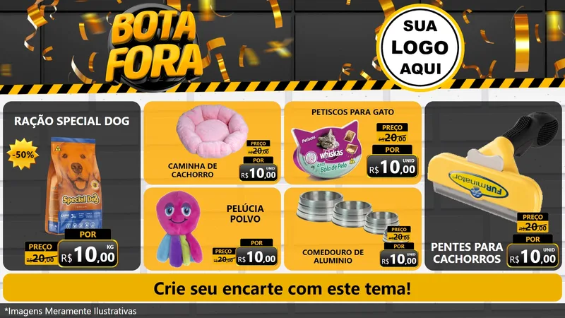 Modelo de TV para TV Horizontal com o tema Bota Fora para Pet Shop