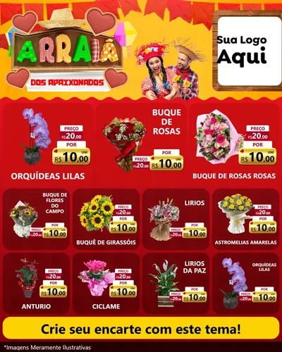 Modelo de Rede Social para Feed Instagram com o tema Arraiá Dos Apaixonados - Junina para Floricultura e jardim