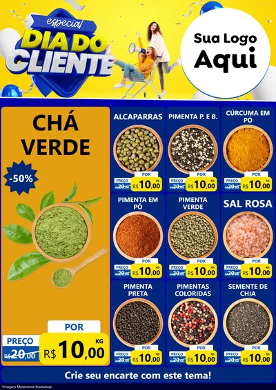 Modelo de Encarte para Encarte A4 Vertical com o tema Especial Dia do Cliente para Produtos Naturais