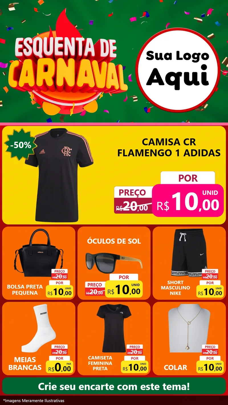 Modelo de Rede Social para Stories com o tema Esquenta de Carnaval para Roupas e acessórios