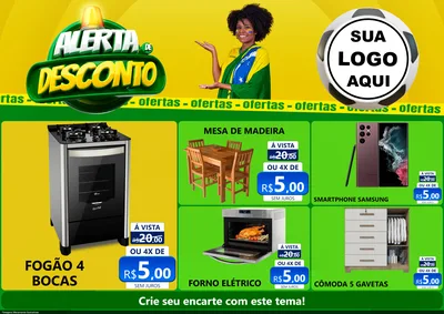 Modelo de Encarte para Encarte A4 Horizontal com o tema Alerta de Desconto para Móveis e Eletro
