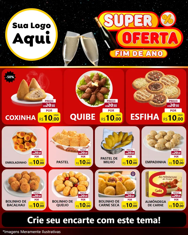 Modelo de Rede Social para Feed Instagram com o tema Super Oferta Fim de Ano para Salgadaria
