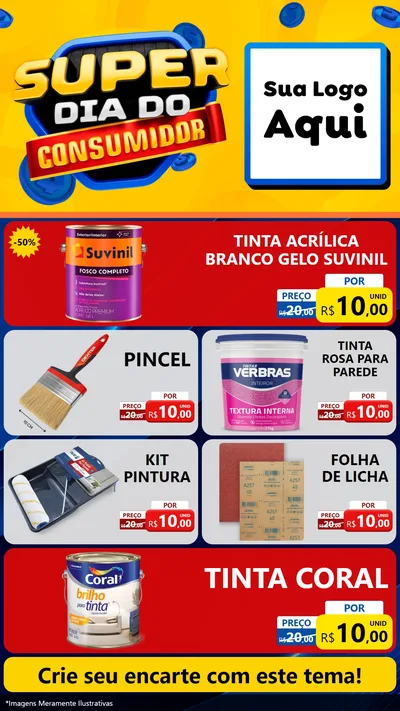 Modelo de TV para TV Vertical com o tema Super Dia do Consumidor para Tintas e Ferramentas