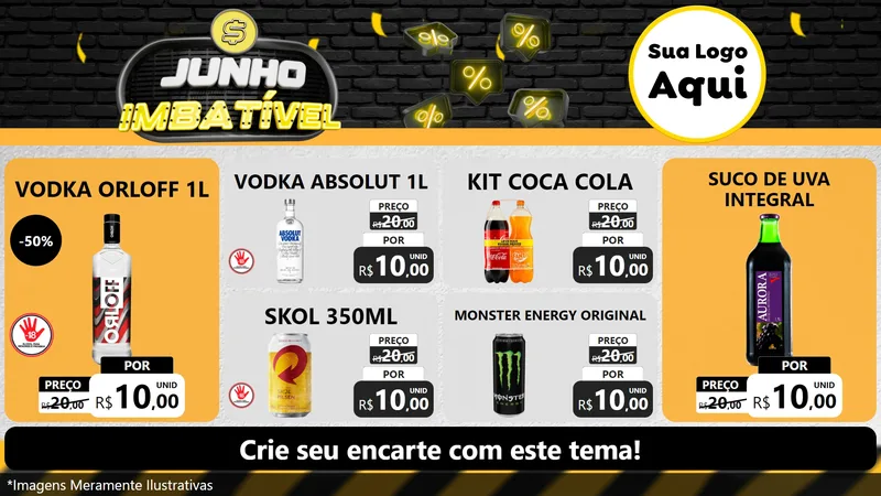 Modelo de TV para TV Horizontal com o tema Junho Imbatível para Distribuidora de bebidas