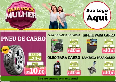 Modelo de Encarte para Encarte A4 Horizontal com o tema Para Você Mulher para Auto peças