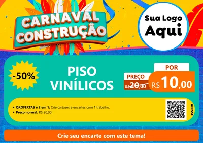 Modelo de Cartaz para Cartaz A4 Horizontal com o tema Carnaval Construção para Material para Construção