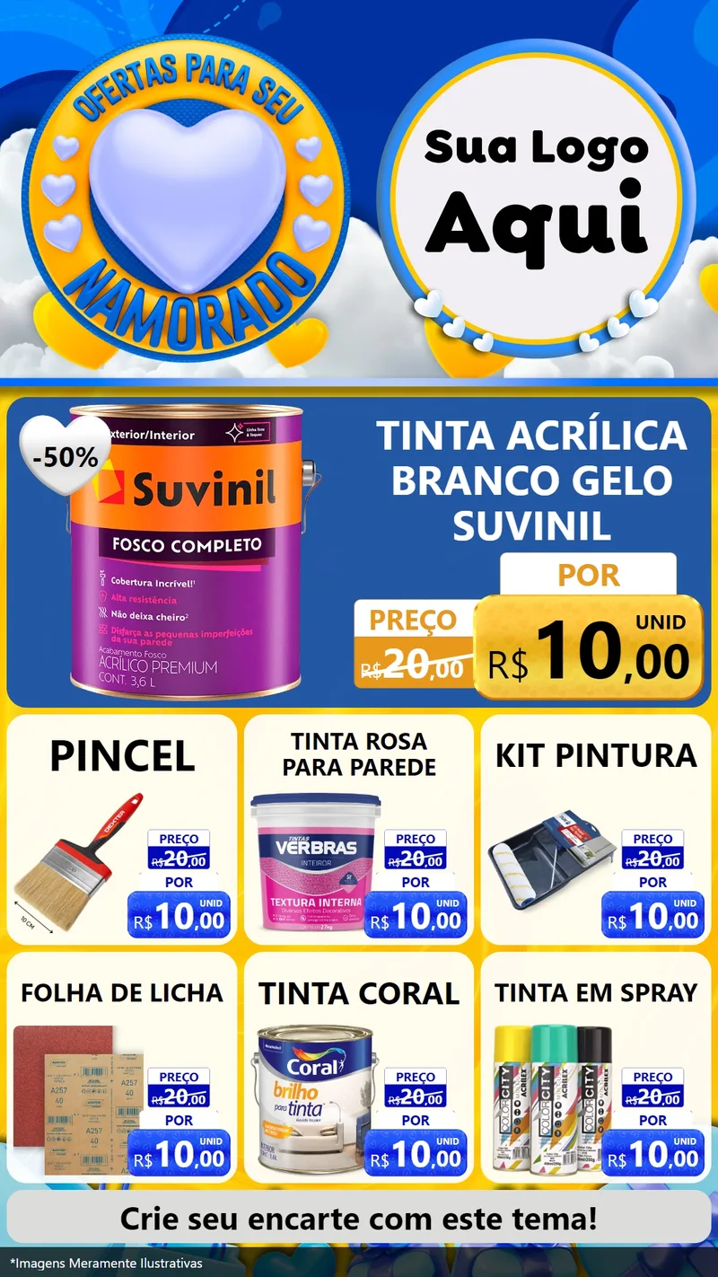 Modelo de Rede Social para Stories com o tema Ofertas Para Seu Namorado para Tintas e Ferramentas
