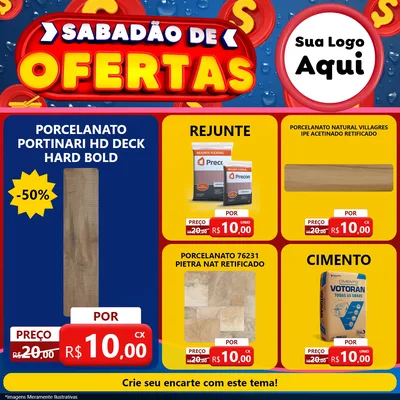 Modelo de Rede Social para Feed Facebook com o tema Sabadão de Ofertas para Pisos e revestimentos