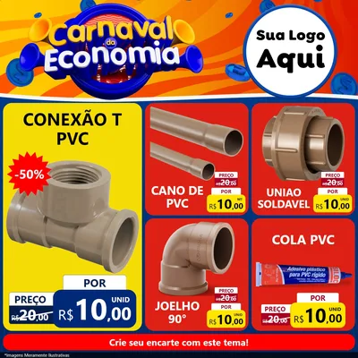 Modelo de Rede Social para Feed Facebook com o tema Carnaval da Economia para Tubos e conexões