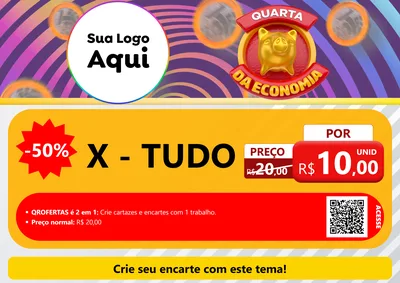 Modelo de Cartaz para Cartaz A4 Horizontal com o tema Quarta da Economia para Hamburgueria