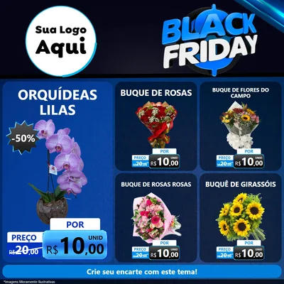 Modelo de Rede Social para Feed Facebook com o tema Black Friday para Floricultura e jardim