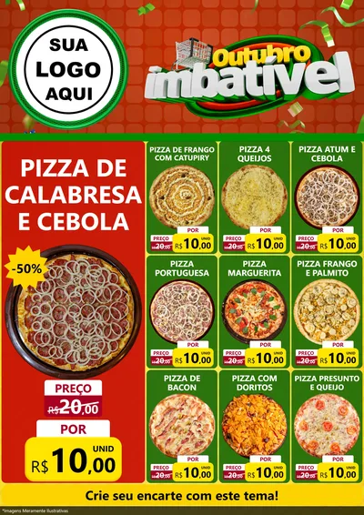Modelo de Encarte para Encarte A4 Vertical com o tema Outubro Imbatível para Pizzaria