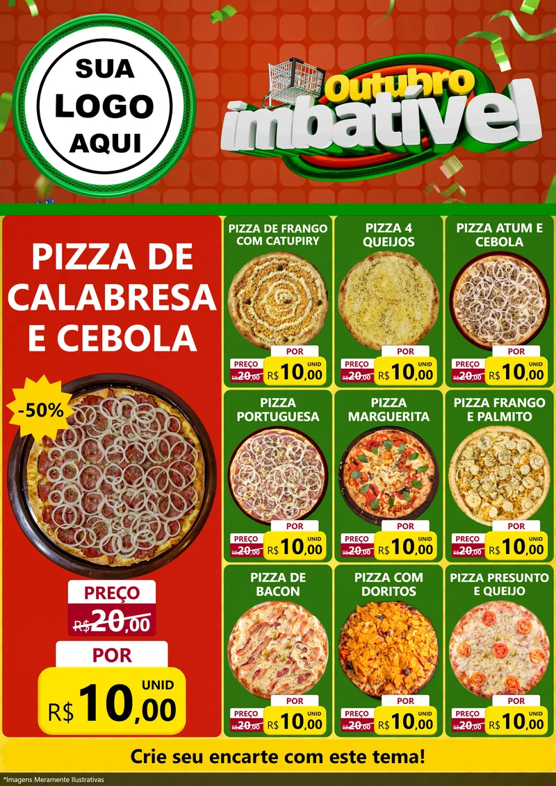 Modelo de Encarte para Encarte A4 Vertical com o tema Outubro Imbatível para Pizzaria