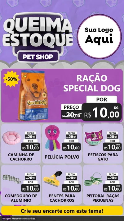 Modelo de Rede Social para Stories com o tema Queima Estoque - Pet Shop para Pet Shop