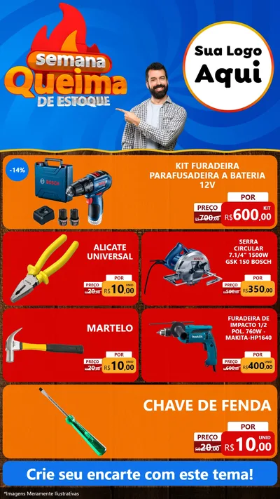 Modelo de TV para TV Vertical com o tema Semana Queima de Estoque para Maquinas e Ferramentas