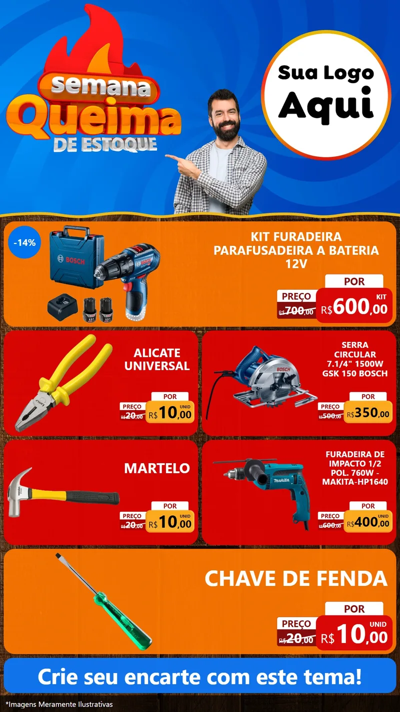 Modelo de TV para TV Vertical com o tema Semana Queima de Estoque para Maquinas e Ferramentas