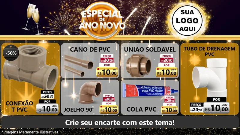 Modelo de TV para TV Horizontal com o tema Especial de Ano Novo para Tubos e conexões