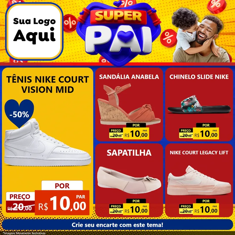 Modelo de Rede Social para Feed Facebook com o tema Super Pai para Calçados