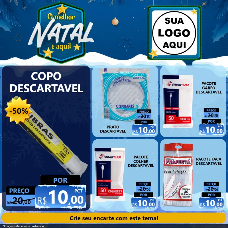 Modelo de Rede Social para Feed Facebook com o tema O Melhor Natal É Aqui! para Embalagens