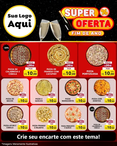 Modelo de Rede Social para Feed Instagram com o tema Super Oferta Fim de Ano para Pizzaria