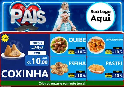 Modelo de Encarte para Encarte A4 Horizontal com o tema Mês Dos Pais para Salgadaria
