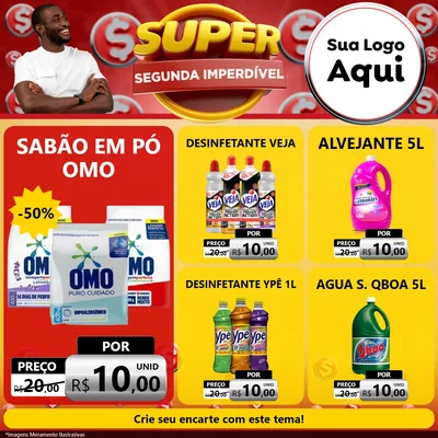 Modelo de Rede Social para Feed Facebook com o tema Super Segunda Imperdível para Produtos de Limpeza