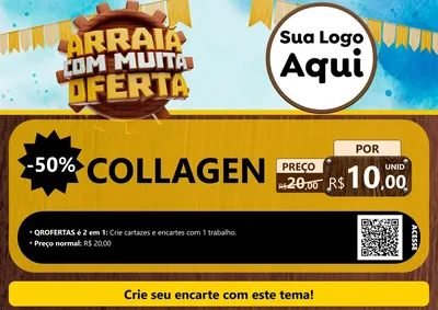 Modelo de Cartaz para Cartaz A4 Horizontal com o tema Ofertas de São João - Junina para Suplementos alimentares