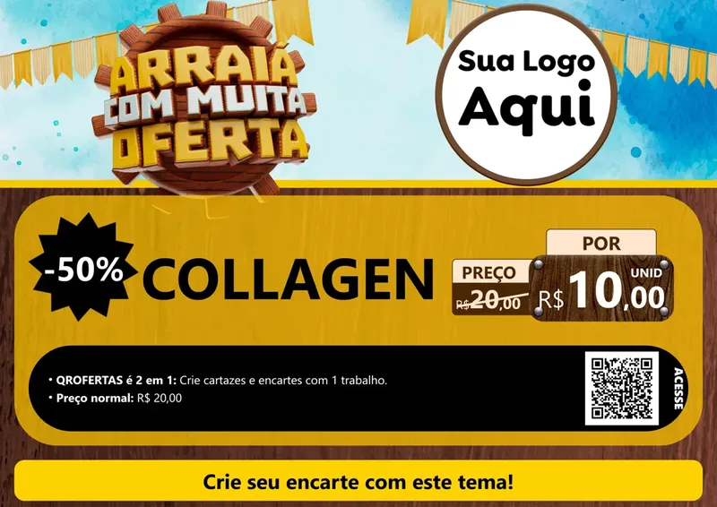 Modelo de Cartaz para Cartaz A4 Horizontal com o tema Ofertas de São João - Junina para Suplementos alimentares