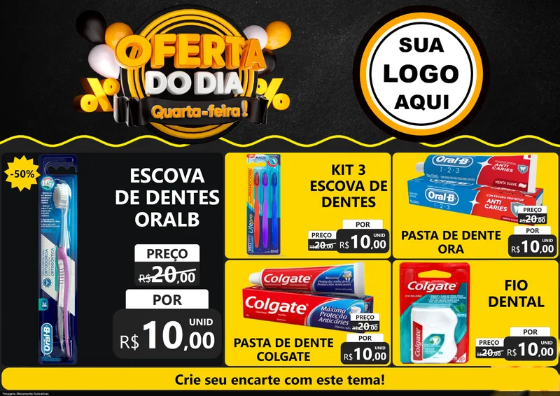 Modelo de Encarte para Encarte A4 Horizontal com o tema Oferta do Dia - Quarta Feira! para Higiene Pessoal