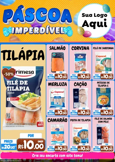 Modelo de Encarte para Encarte A4 Vertical com o tema Páscoa Imperdível para Peixaria