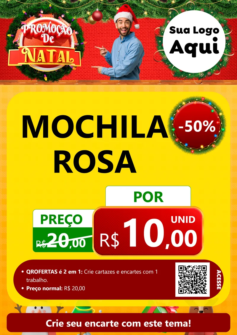 Modelo de Cartaz para Cartaz A4 Vertical com o tema Promoção de Natal para Papelaria