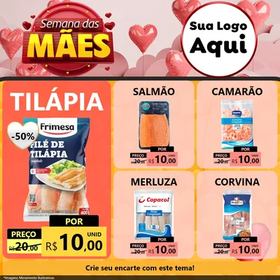 Modelo de Rede Social para Feed Facebook com o tema Semana das Mães para Peixaria