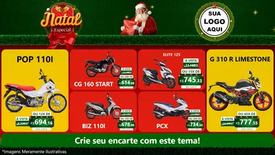 Modelo de TV para TV Horizontal com o tema Natal Especial para Concessionaria de Motos