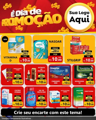 Modelo de Rede Social para Feed Instagram com o tema É Dia De Promoção para Farmácia
