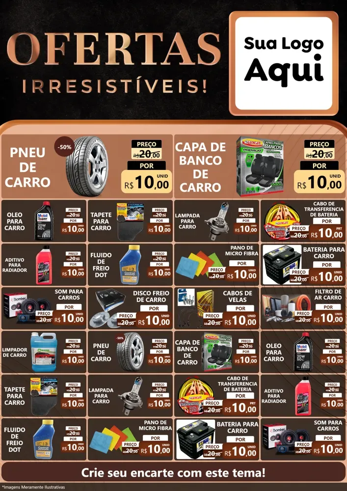 Modelo de Encarte para Encarte A4 Vertical com o tema Ofertas Irresistíveis! para Auto peças