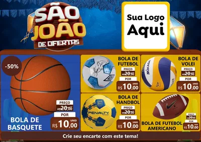 Modelo de Encarte para Encarte A4 Horizontal com o tema São João Ofertas Imbatíveis! - Junina para Artigos Esportivos