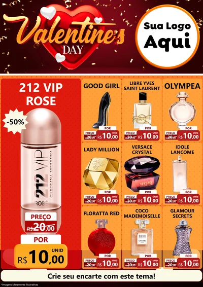 Modelo de Encarte para Encarte A4 Vertical com o tema Valentine's Day para Perfumes