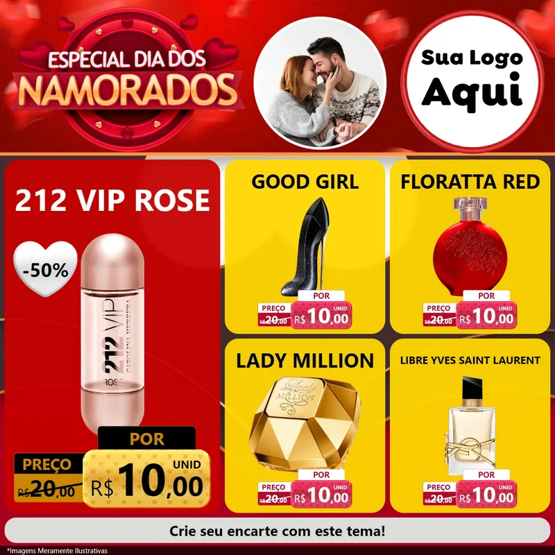 Modelo de Rede Social para Feed Facebook com o tema Especial Dia Dos Namorados para Perfumes