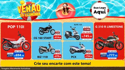 Modelo de TV para TV Horizontal com o tema Verão da Economia para Concessionaria de Motos