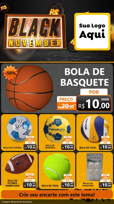 Modelo de Rede Social para Stories com o tema Black November para Artigos Esportivos
