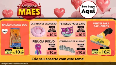 Modelo de TV para TV Horizontal com o tema Semana das Mães para Pet Shop
