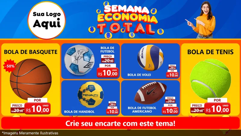 Modelo de TV para TV Horizontal com o tema Semana Economia Total para Artigos Esportivos