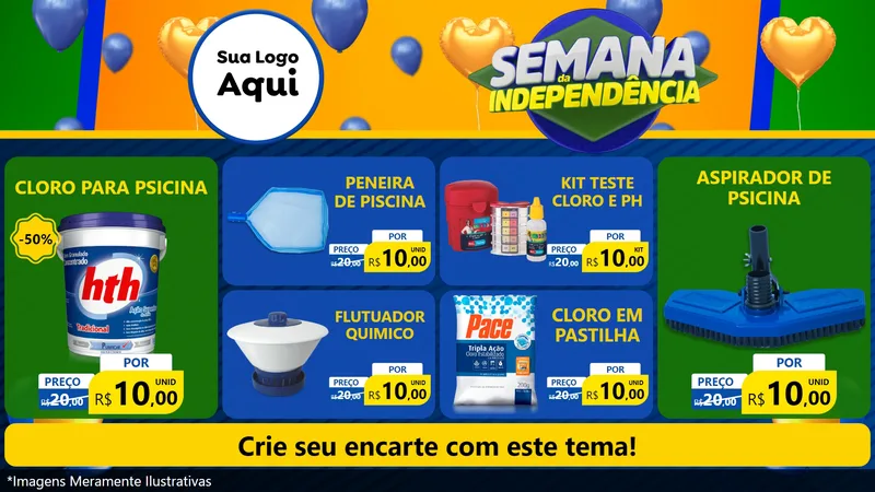 Modelo de TV para TV Horizontal com o tema Semana da Independência para Produtos para Piscina